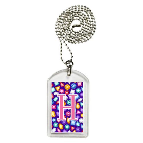 Personalized dog tag personalized with bling pattern and the saying "H"
