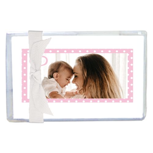 Personalized enclosure cards personalized with small dots pattern and photo and the saying "Heart Outline"