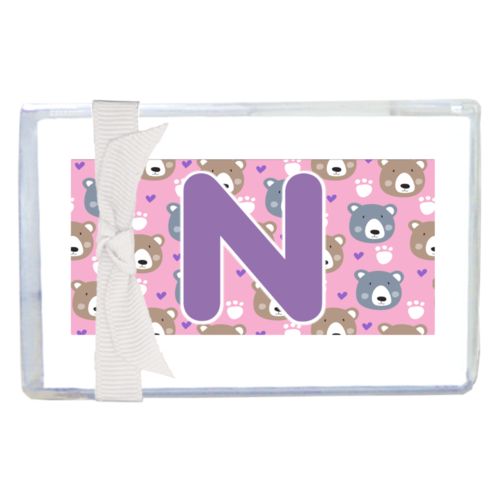 Personalized enclosure cards personalized with bears pattern and the saying "N"