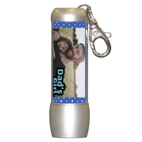 Personalized flashlight personalized with small dots pattern and photo and the saying "Dad's Girl"