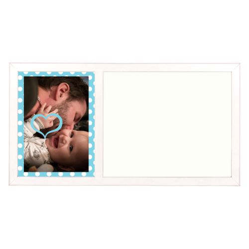 Personalized white board personalized with medium dots pattern and photo and the saying "Heart Outline"