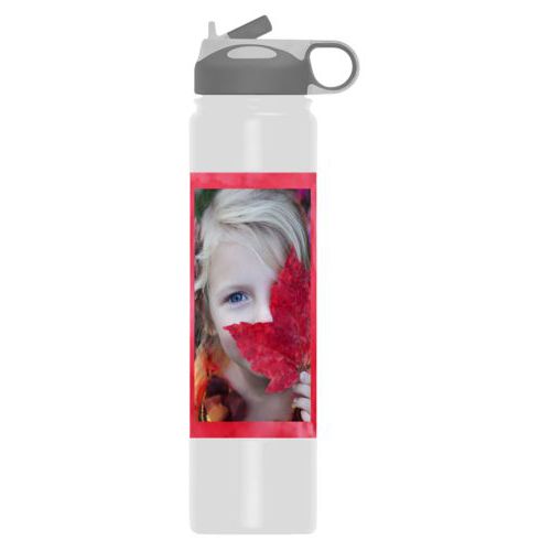 Personalized water bottle personalized with red cloud pattern and photo