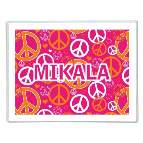 Personalized note cards personalized with peace out pattern and the saying "MIKALA"