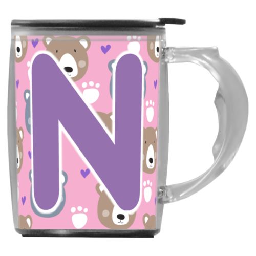Custom mug with handle personalized with bears pattern and the saying "N"
