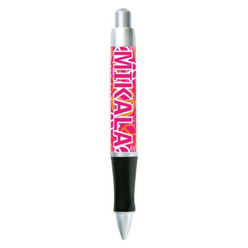 Personalized pen personalized with peace out pattern and the saying "MIKALA"