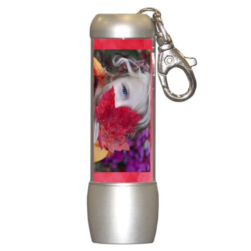 Personalized flashlight personalized with red cloud pattern and photo