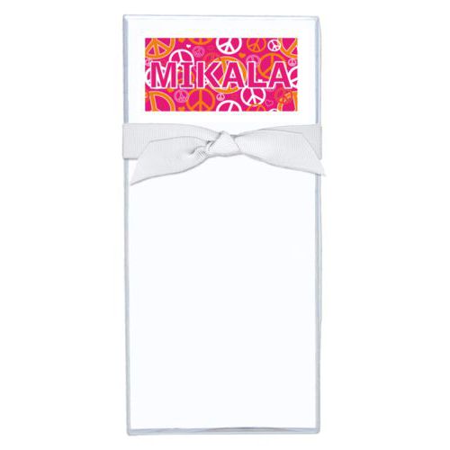 Personalized note sheets personalized with peace out pattern and the saying "MIKALA"