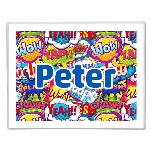 Personalized note cards personalized with comics pattern and the saying "Peter"