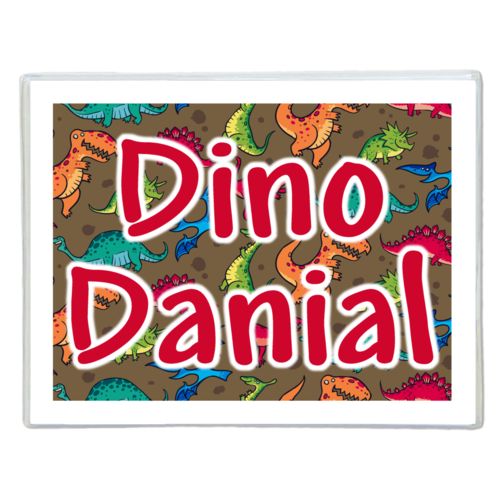 Personalized note cards personalized with dinosaurs pattern and the saying "Dino Danial"