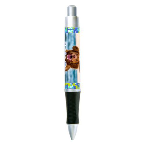 Personalized pen personalized with sup pattern and photo and the saying "Surfer Dog"
