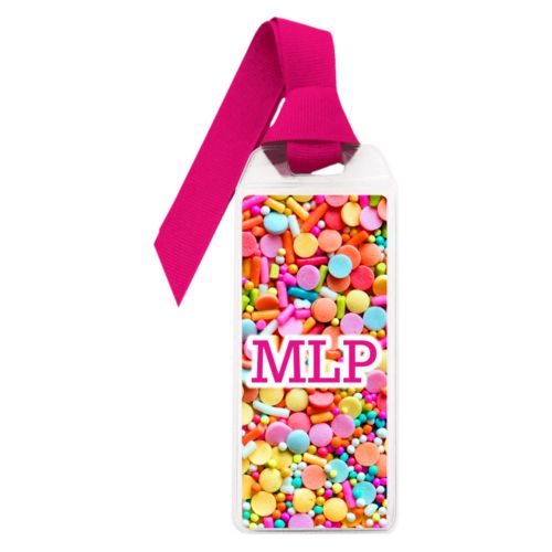 Personalized book mark personalized with sweets sweet pattern and the saying "MLP"