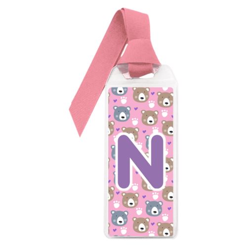 Personalized book mark personalized with bears pattern and the saying "N"
