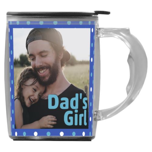 Custom mug with handle personalized with small dots pattern and photo and the saying "Dad's Girl"