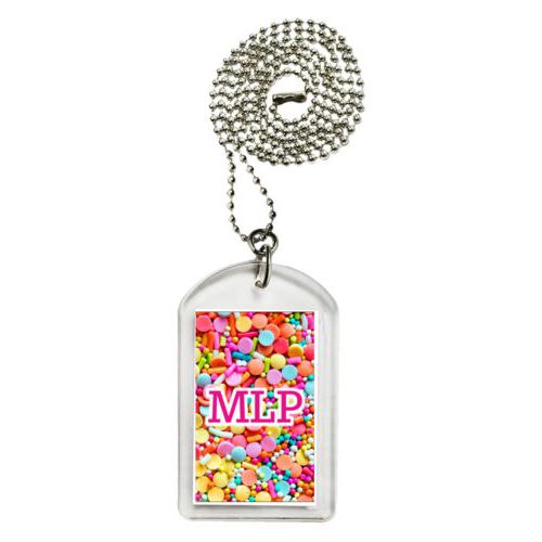 Personalized dog tag personalized with sweets sweet pattern and the saying "MLP"