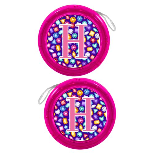 Personalized yoyo personalized with bling pattern and the saying "H"