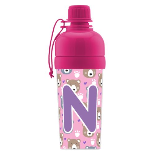 Kids water bottle personalized with bears pattern and the saying "N"