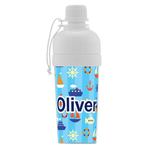 Water bottle for girls personalized with submarine pattern and the saying "Oliver"