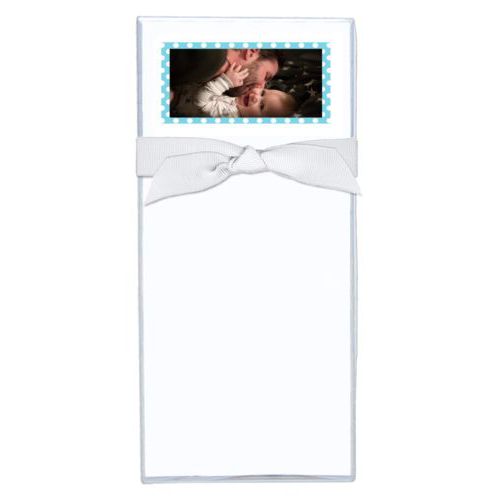 Personalized note sheets personalized with medium dots pattern and photo