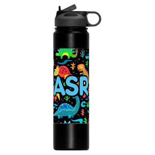 Vacuum sealed water bottle personalized with dinos pattern and the saying "ASR"