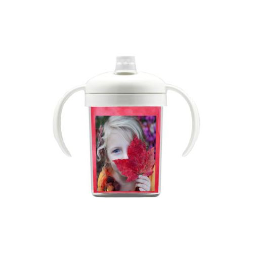 Personalized sippycup personalized with red cloud pattern and photo