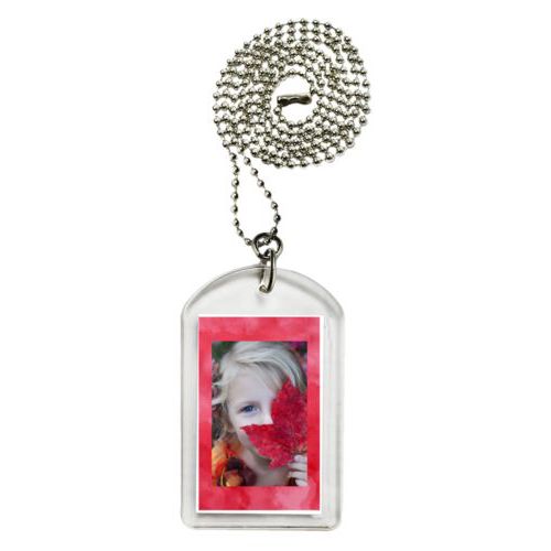 Personalized dog tag personalized with red cloud pattern and photo