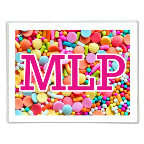 Personalized note cards personalized with sweets sweet pattern and the saying "MLP"