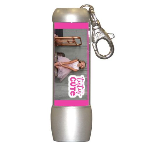 Personalized flashlight personalized with photo and the saying "tutu cute"