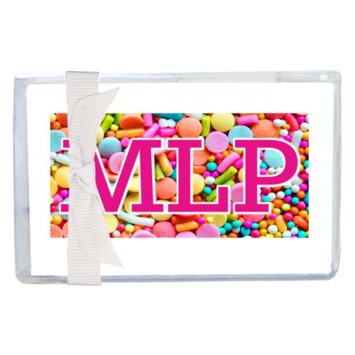 Personalized enclosure cards personalized with sweets sweet pattern and the saying "MLP"