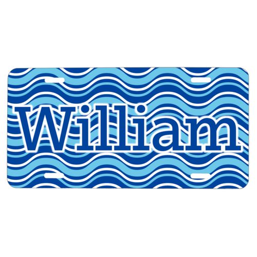 Custom car plate personalized with surge pattern and the saying "William"