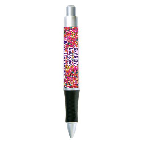Personalized pen personalized with sweets sprinkle pattern and the sayings "Grandpa loves me" and "Aviana"