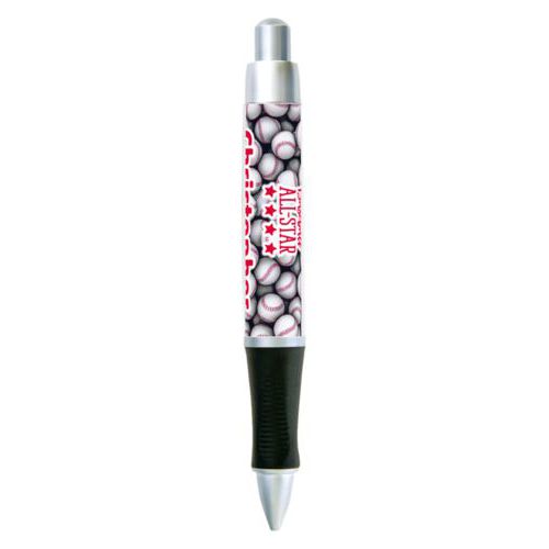 Personalized pen personalized with baseballs pattern and the sayings "baseball all-star" and "Christopher"
