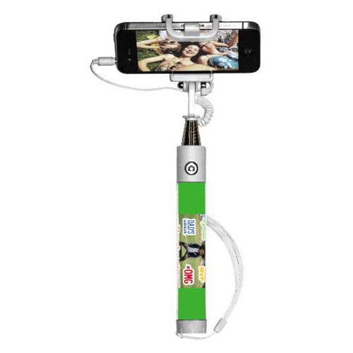 Personalized selfie stick personalized with photo and the sayings "Benjamin" and "Dad's Sidekick" and "#omg" and "#Genius" and "Future MVP"