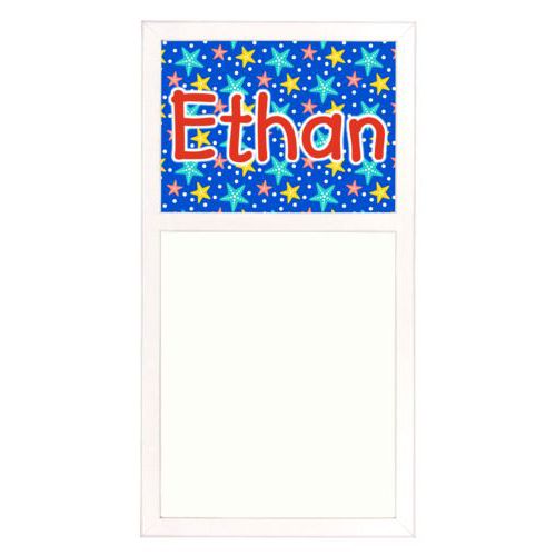 Personalized white board personalized with starfish pattern and the saying "Ethan"