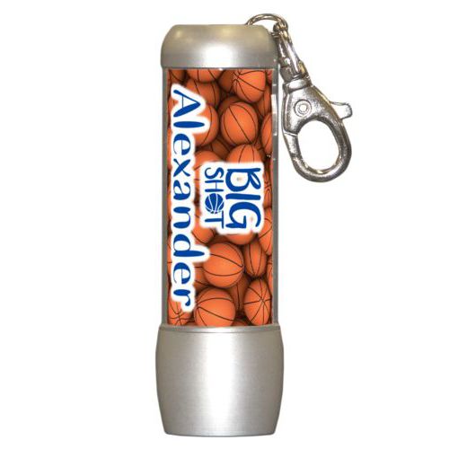 Personalized flashlight personalized with basketballs pattern and the sayings "big shot" and "Alexander"