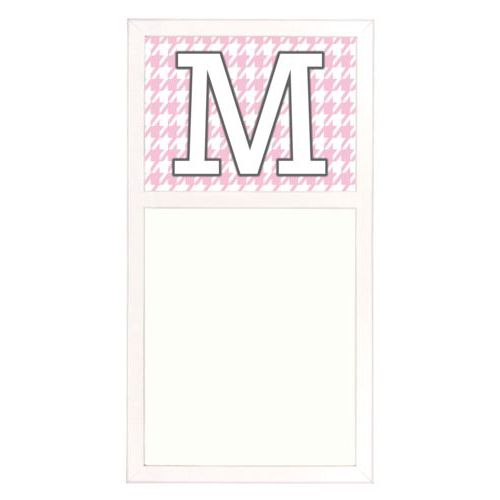 Personalized white board personalized with houndstooth pattern and the saying "M"