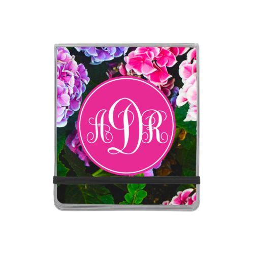 Personalized manicure set personalized with hydrangea pattern and monogram in pink