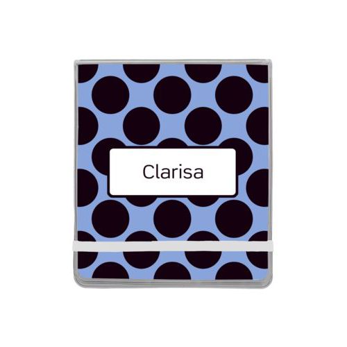 Personalized manicure set personalized with dots pattern and name in black and serenity blue