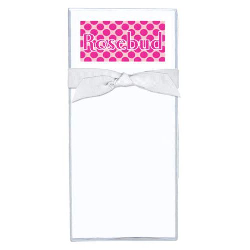 Personalized note sheets personalized with dots pattern and the saying "Rosebud"