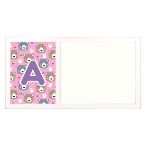 Personalized white board personalized with bears pattern and the saying "A"