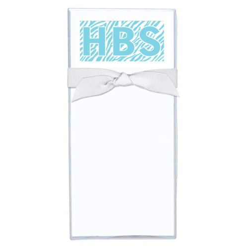 Personalized note sheets personalized with zebra skin pattern and the saying "HBS"