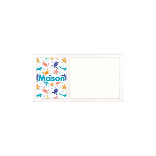 Personalized white board personalized with turtle pattern and the saying "Mason"