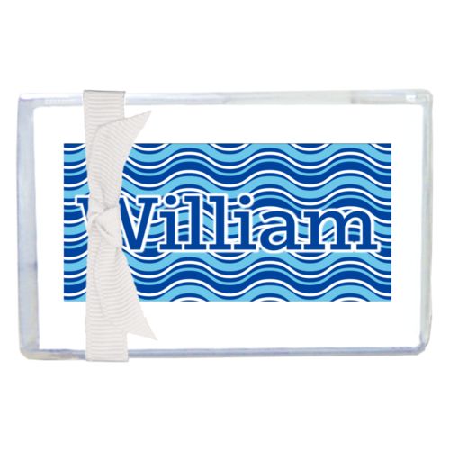 Personalized enclosure cards personalized with surge pattern and the saying "William"