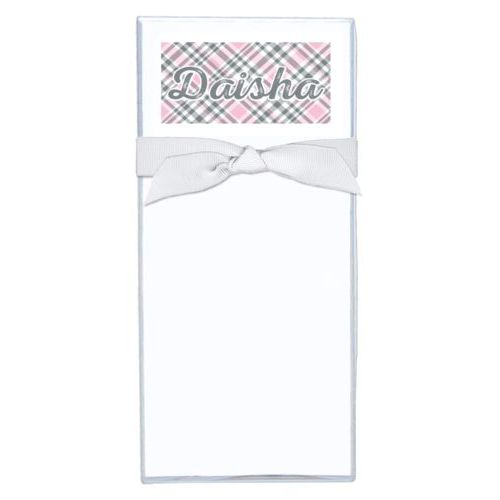 Personalized note sheets personalized with tartan pattern and the saying "Daisha"