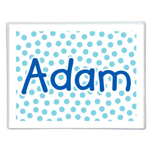 Personalized note cards personalized with dotted pattern and the saying "Adam"