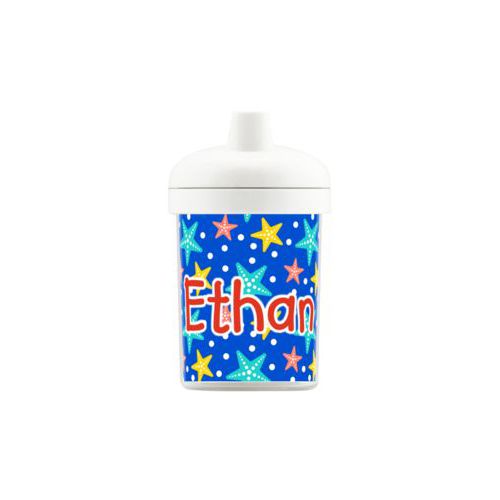 Personalized toddlercup personalized with starfish pattern and the saying "Ethan"