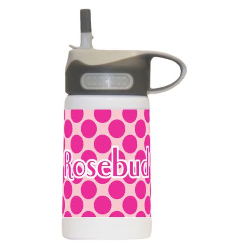 Kids bottle personalized with dots pattern and the saying "Rosebud"