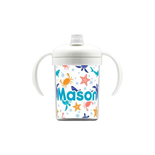 Personalized sippycup personalized with turtle pattern and the saying "Mason"
