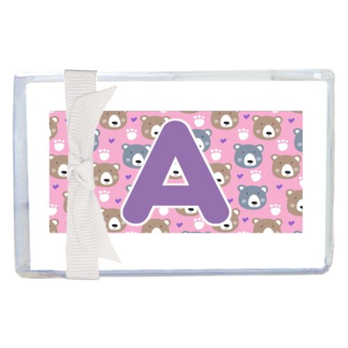 Personalized enclosure cards personalized with bears pattern and the saying "A"
