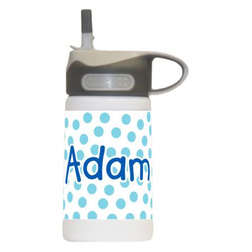 Kids reusable water bottle personalized with dotted pattern and the saying "Adam"