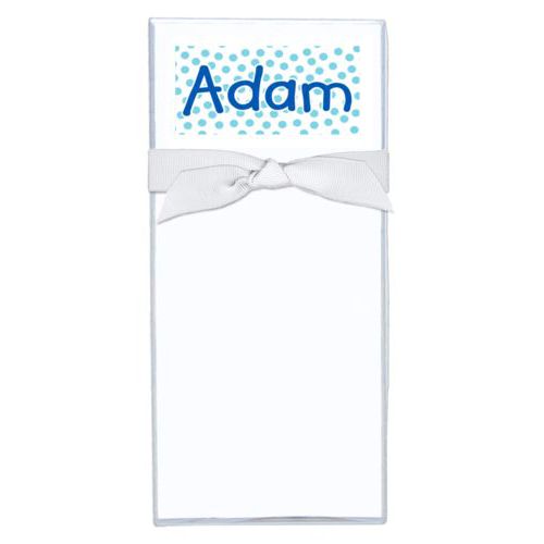 Personalized note sheets personalized with dotted pattern and the saying "Adam"